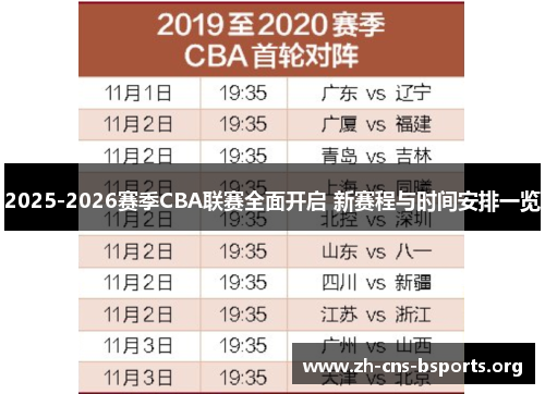 2025-2026赛季CBA联赛全面开启 新赛程与时间安排一览 2025-2026赛季CBA联赛全面开启 新赛程与时间安排一览
