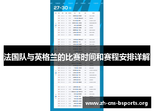 法国队与英格兰的比赛时间和赛程安排详解 法国队与英格兰的比赛时间和赛程安排详解